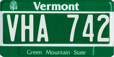 VT license plate VHA742