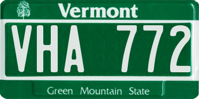 VT license plate VHA772