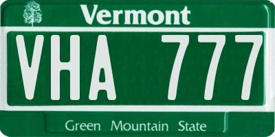 VT license plate VHA777