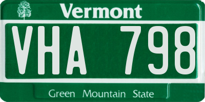 VT license plate VHA798