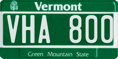VT license plate VHA800