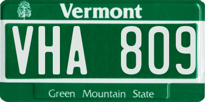 VT license plate VHA809