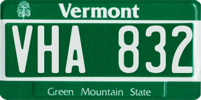 VT license plate VHA832