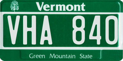 VT license plate VHA840