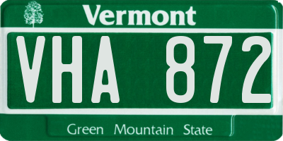 VT license plate VHA872
