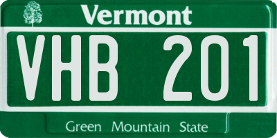 VT license plate VHB201
