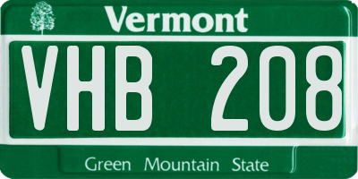 VT license plate VHB208