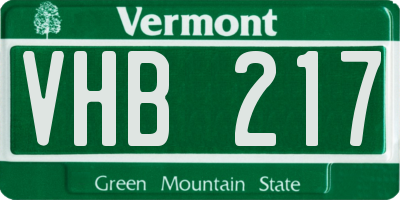 VT license plate VHB217