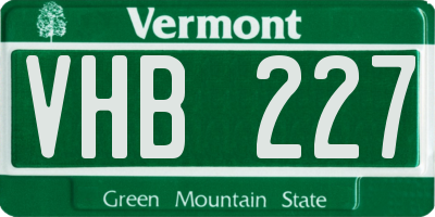 VT license plate VHB227