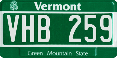 VT license plate VHB259