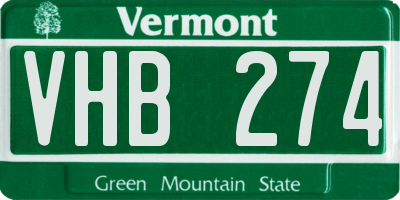 VT license plate VHB274