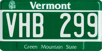 VT license plate VHB299