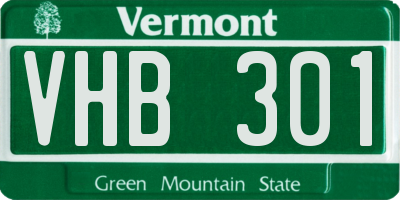 VT license plate VHB301