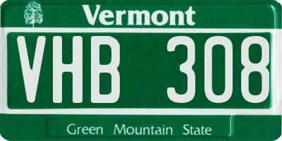 VT license plate VHB308