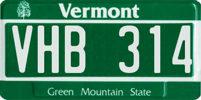 VT license plate VHB314