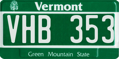 VT license plate VHB353