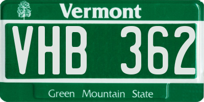 VT license plate VHB362