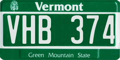 VT license plate VHB374