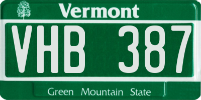 VT license plate VHB387