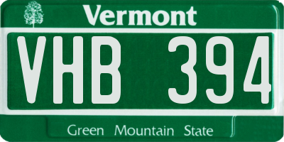 VT license plate VHB394