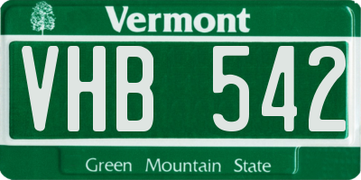 VT license plate VHB542