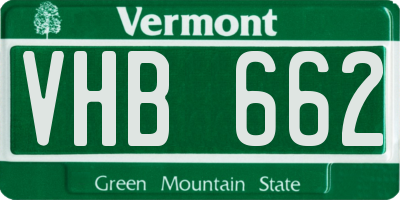 VT license plate VHB662