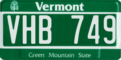 VT license plate VHB749