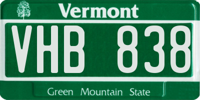 VT license plate VHB838