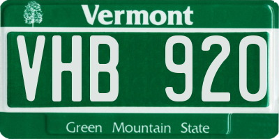 VT license plate VHB920