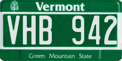 VT license plate VHB942