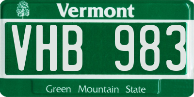 VT license plate VHB983