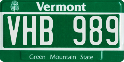 VT license plate VHB989