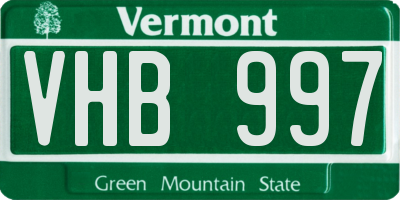 VT license plate VHB997