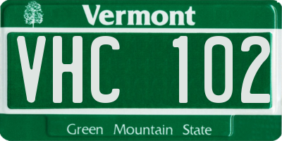 VT license plate VHC102