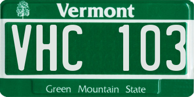 VT license plate VHC103