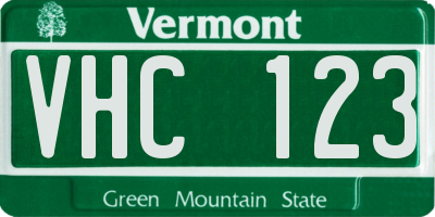 VT license plate VHC123