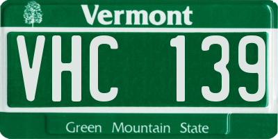 VT license plate VHC139