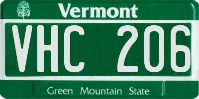 VT license plate VHC206