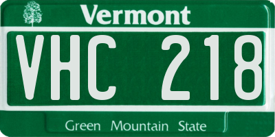 VT license plate VHC218
