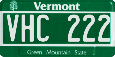 VT license plate VHC222