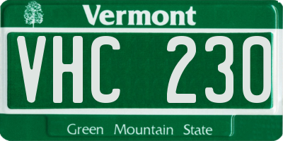 VT license plate VHC230