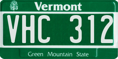 VT license plate VHC312