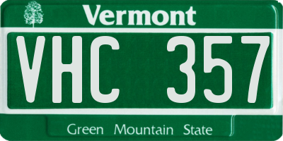 VT license plate VHC357
