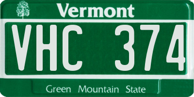 VT license plate VHC374