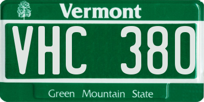 VT license plate VHC380