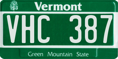 VT license plate VHC387