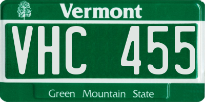 VT license plate VHC455