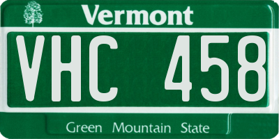 VT license plate VHC458