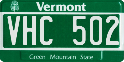 VT license plate VHC502
