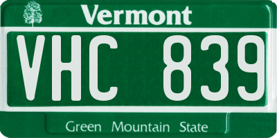 VT license plate VHC839